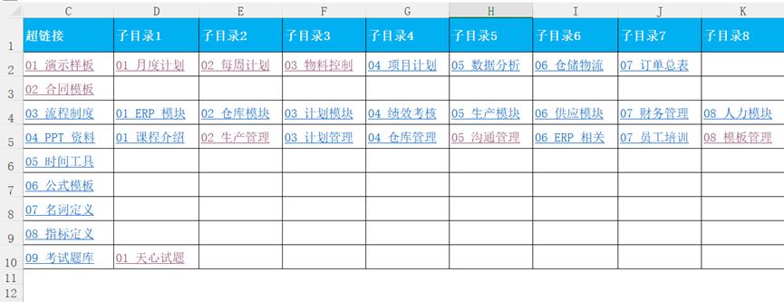 如何在excel内建立相关文件地址,07版本excel目录