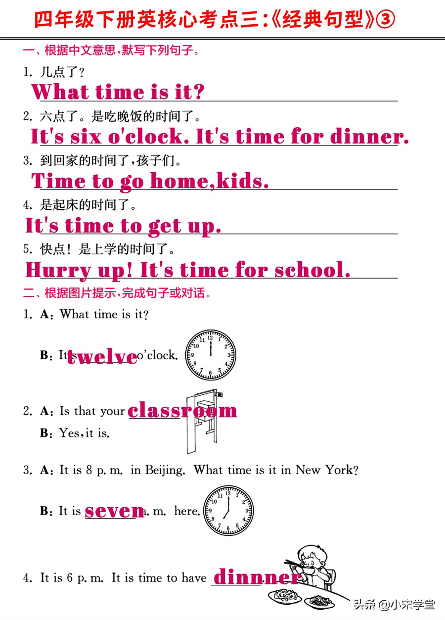 四年级上册英语第六单元重点句型,四年级下册英语重点单词知识归纳