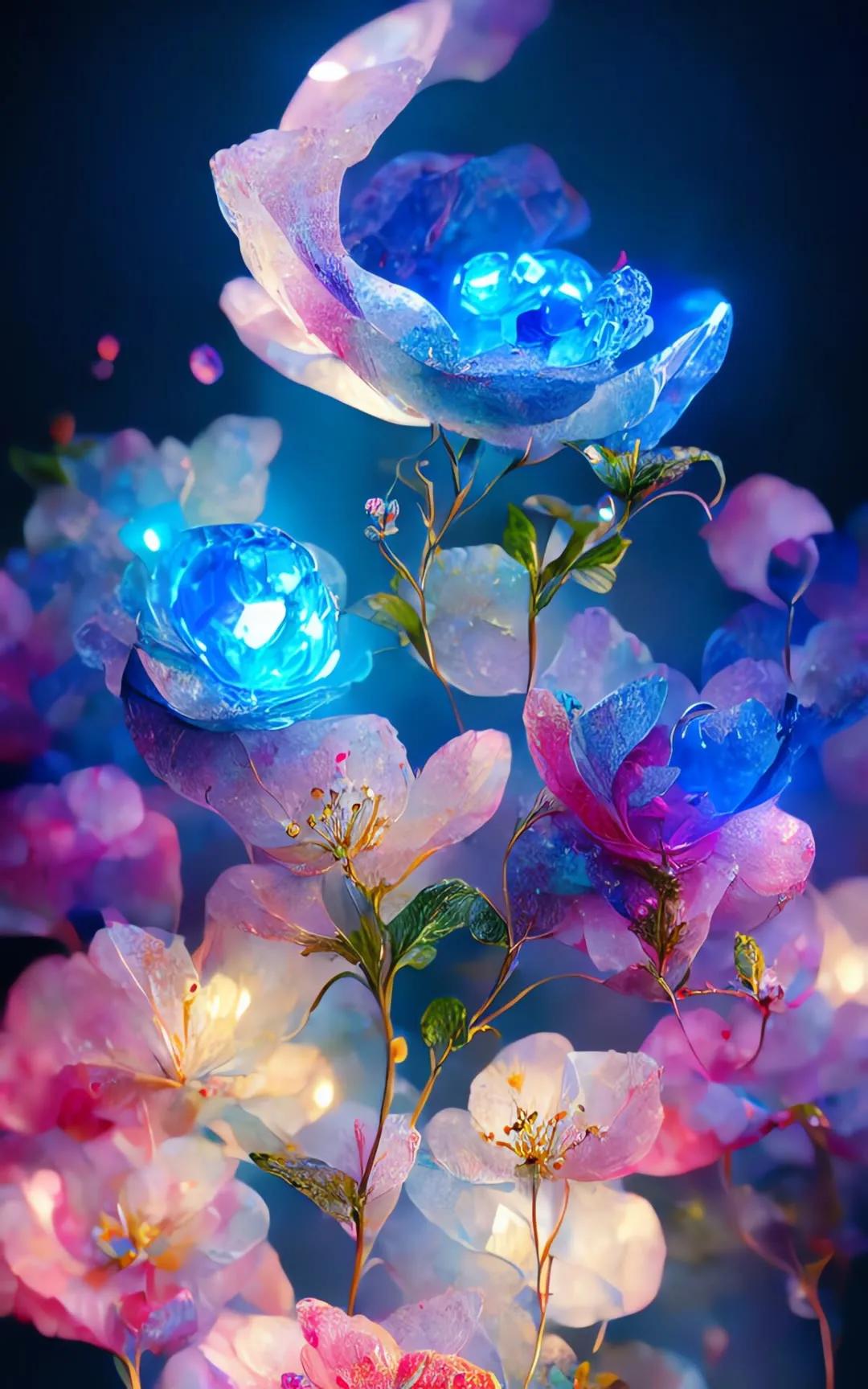 ai绘画花图文,ai绘画水晶花教程