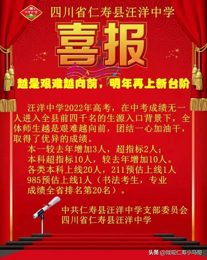 仁寿新科高中高考喜报,仁寿2022年高考仁寿南一中最高分