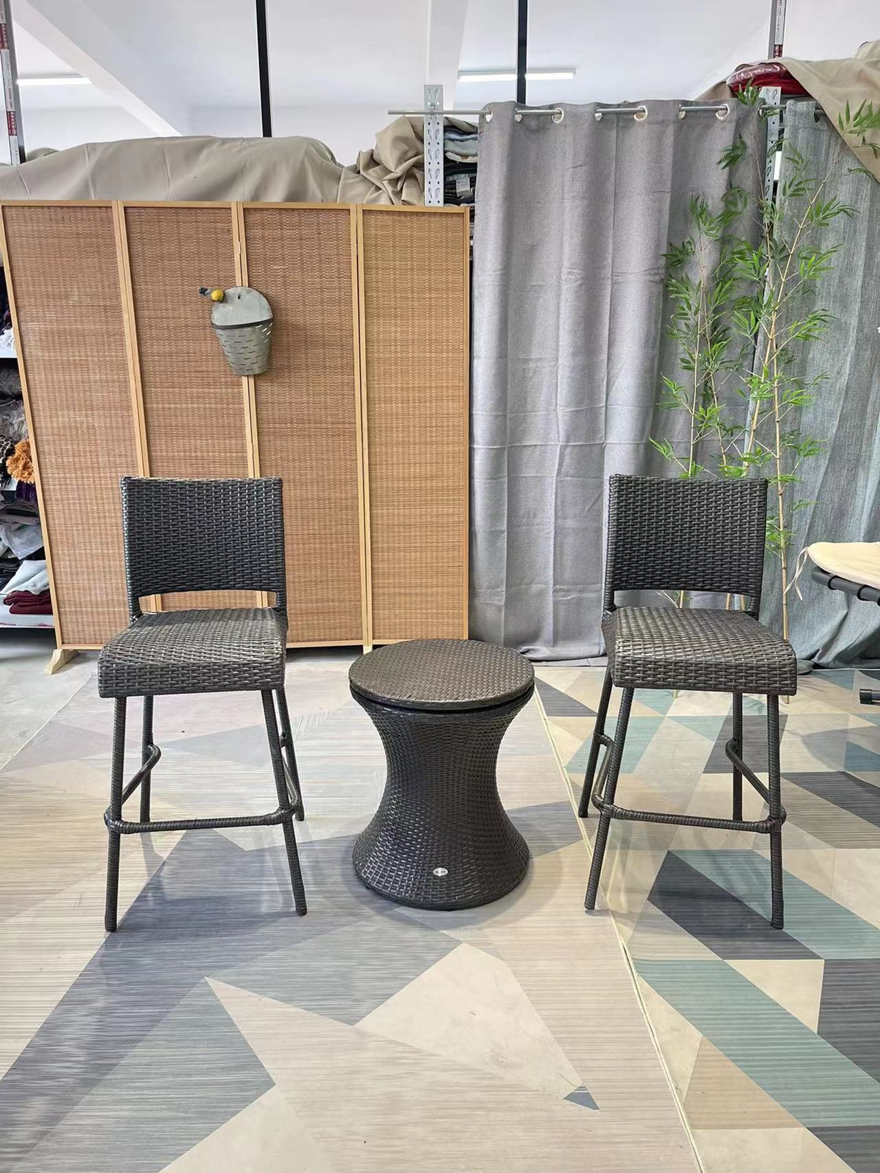 户外藤编桌椅组合五件套,户外藤编吧台桌椅