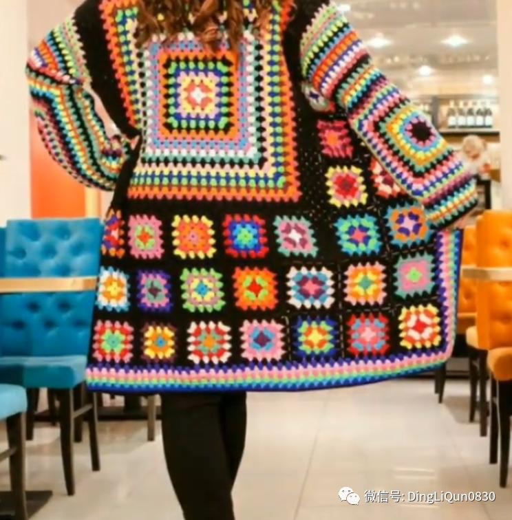 针织开衫作品,带帽针织衫开衫外套彩线