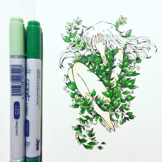 纸胶带做的小清新插画幼儿,胶带插画