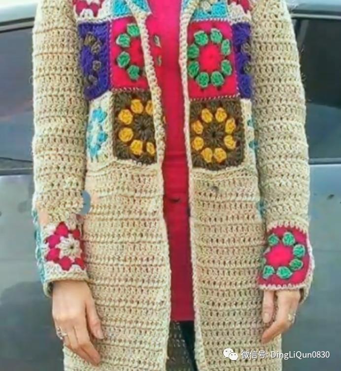 针织开衫作品,带帽针织衫开衫外套彩线