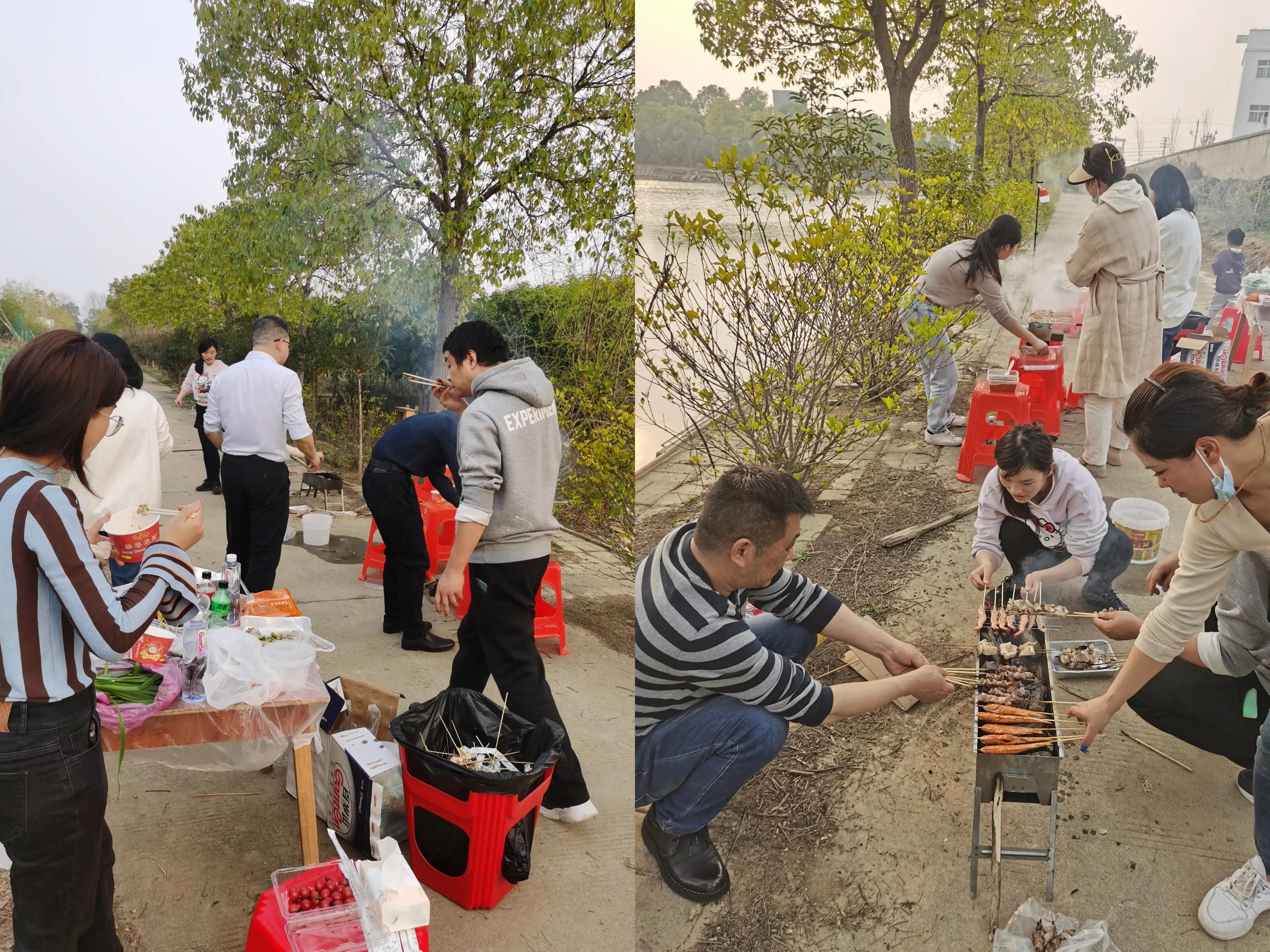 重温生木取火的乐趣，云梦农发行开展“三.八“趣味烧烤活动