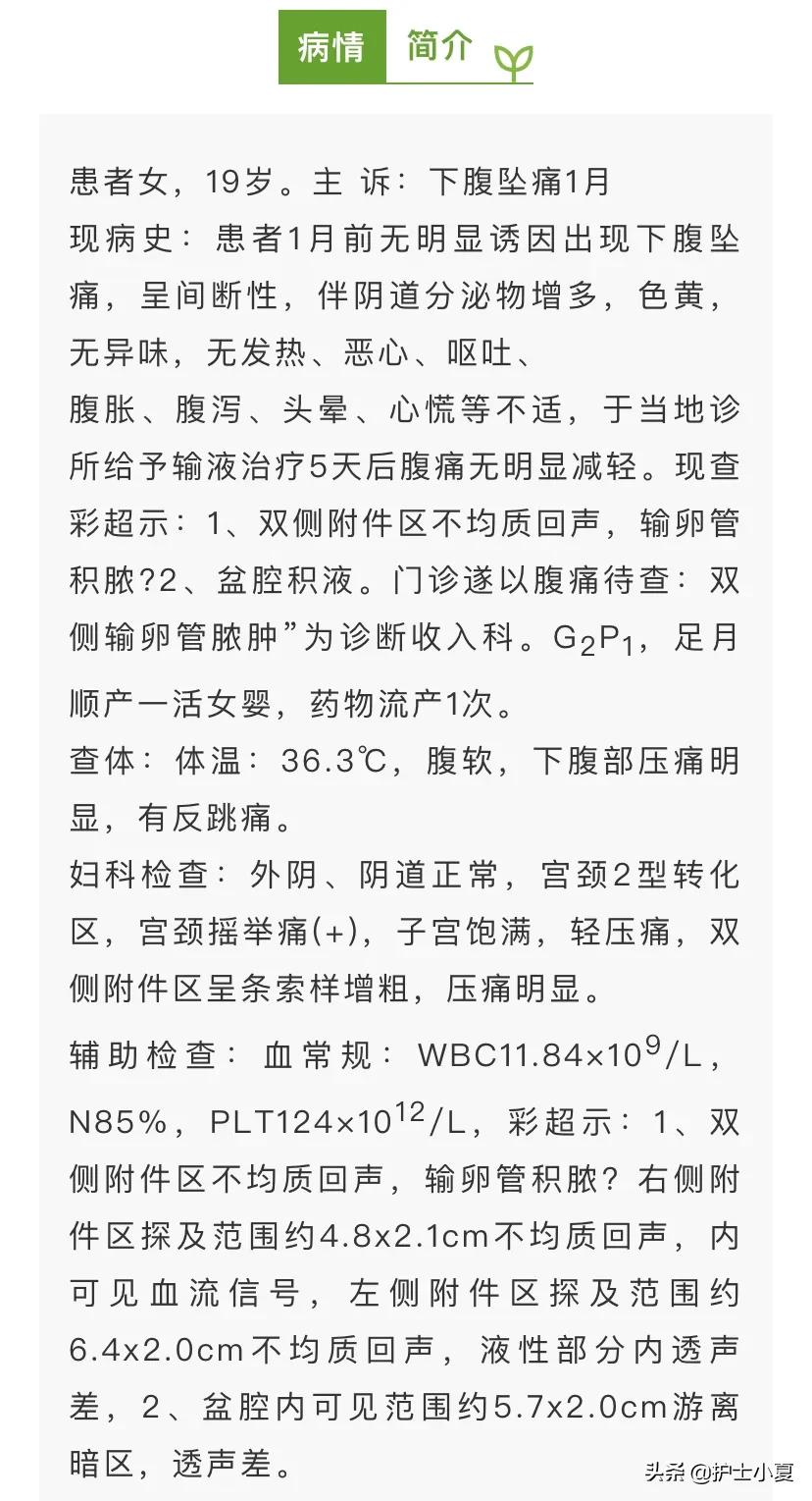 患者女60岁被诊断为急性盆腔炎,感染引起的盆腔脓肿
