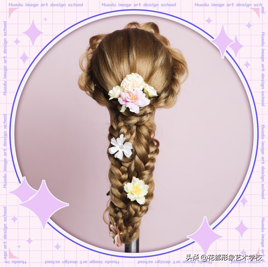 唯美学生编发教程,学化妆学美甲来花都