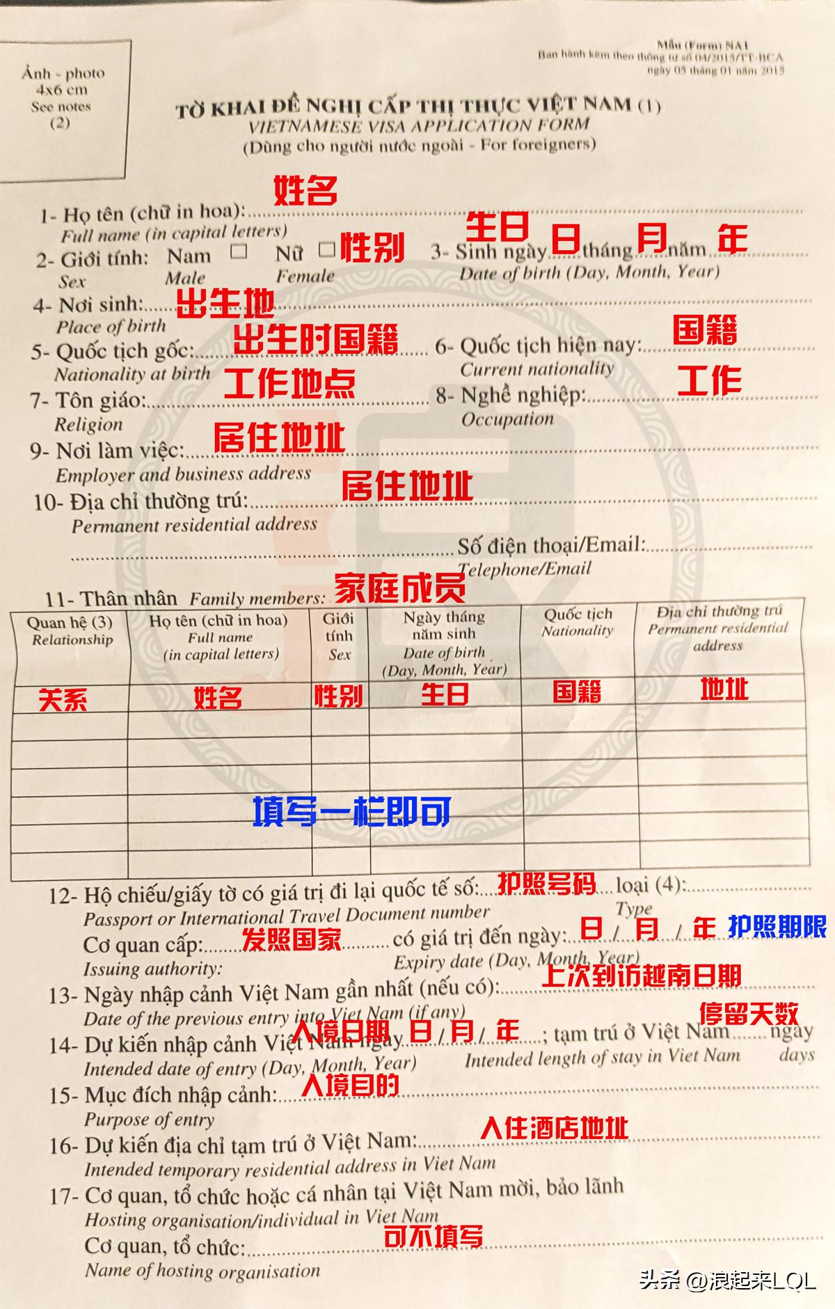 越南落地商务签证入境申请表,越南旅游落地签证