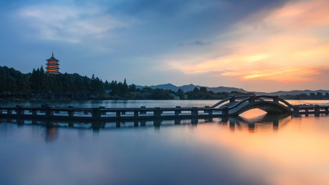 西湖落日最佳观景地,杭州落日景点推荐图片欣赏