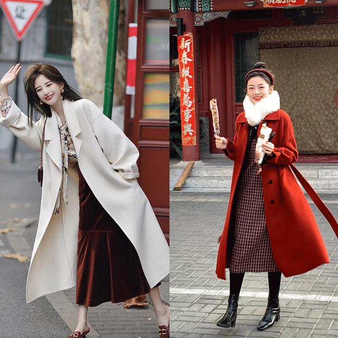 95后沪漂宝妈穿搭大衣半裙好看,气质红条纹衬衫裙适合多大年龄穿