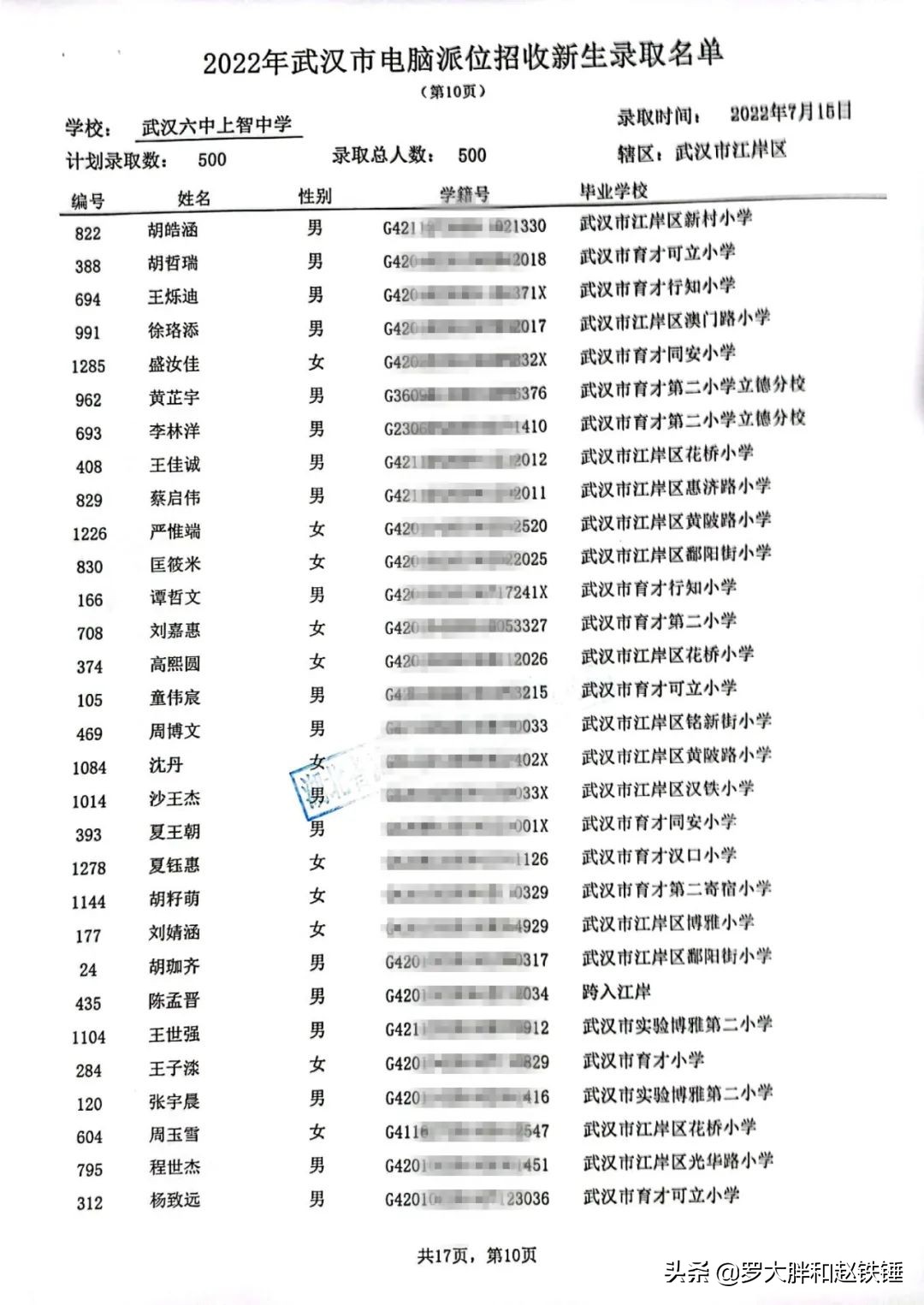 2020年武汉市小升初电脑派位,武汉市江汉区小升初电脑派位结果