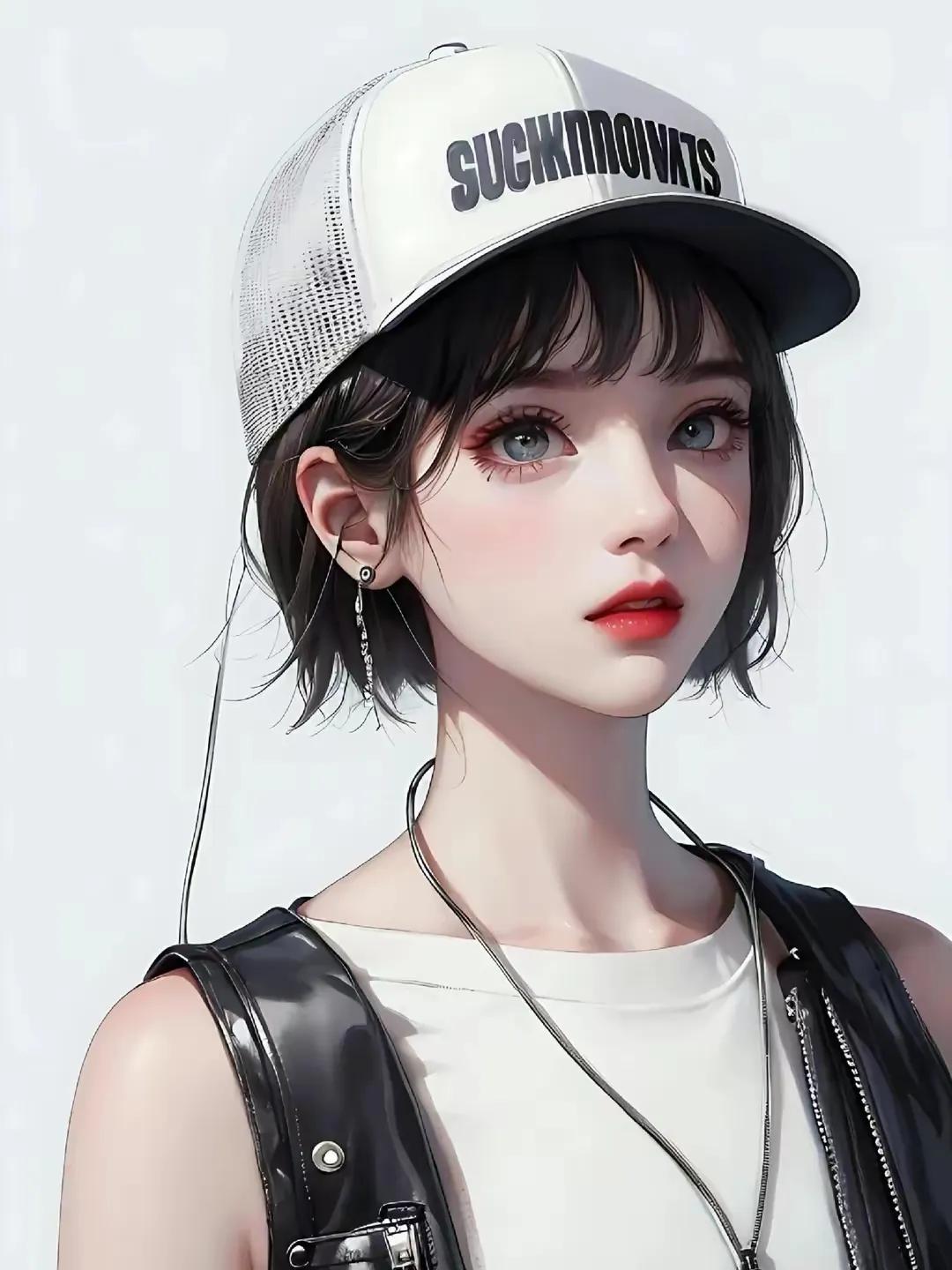 女生卡通头像简约气质短发,短发女人专用微信头像卡通