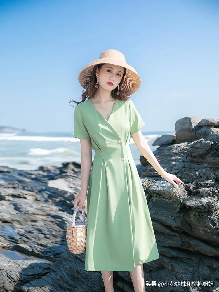 绿色长连衣裙适合什么人穿,绿色连衣裙显瘦又显气质高端