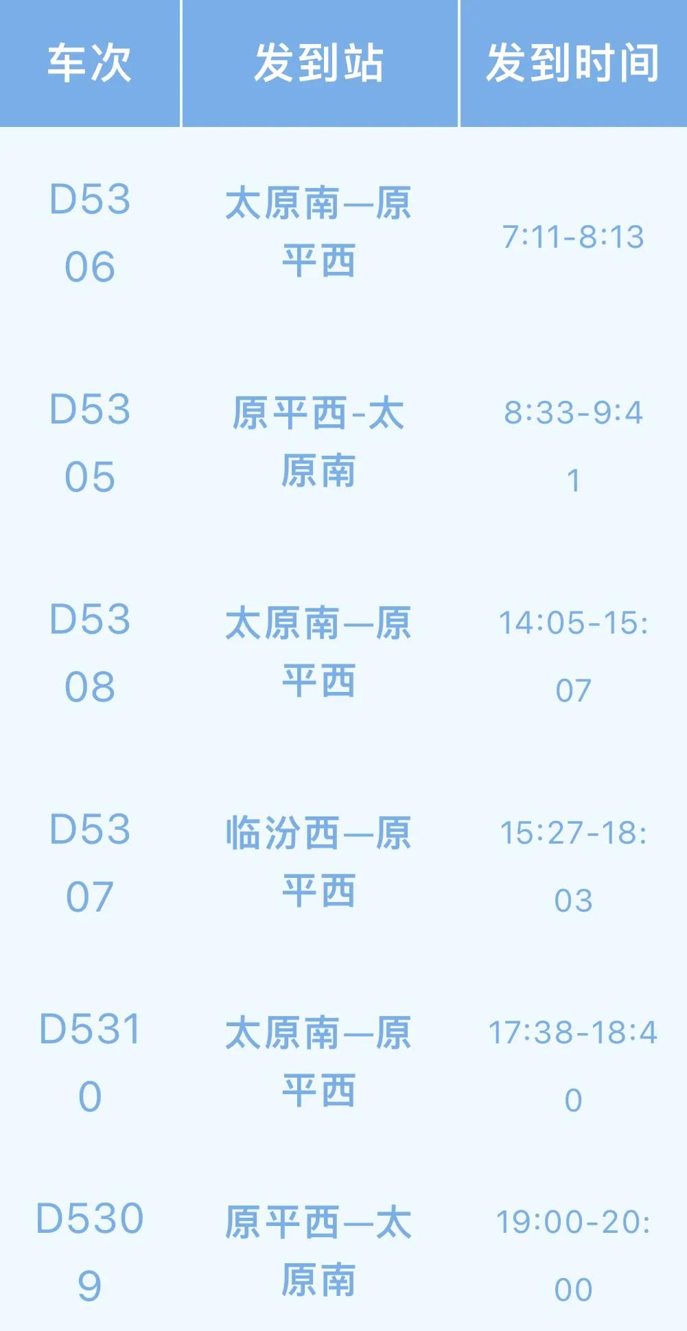 太原忻州城际动车时刻表速览,忻州西到太原南高铁时刻表