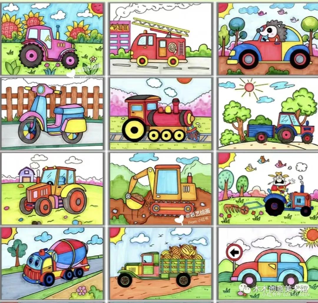 手绘临摹素材1000例马克笔儿童画,24色马克笔画画教程简单儿童