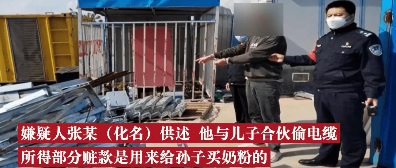 父子偷电缆被抓获,父子偷电缆