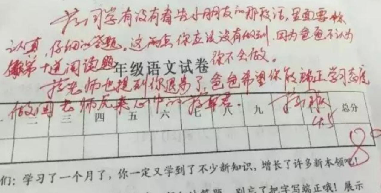 家长试卷分析老师表扬,家长试卷评价孩子的评语