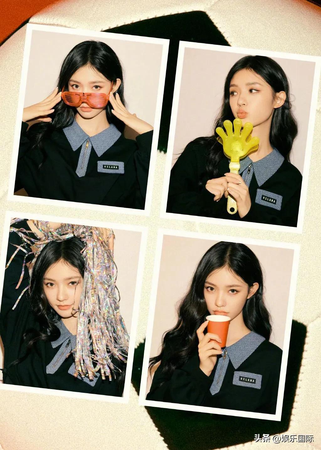 林允穿短裙抱足球娇俏可爱