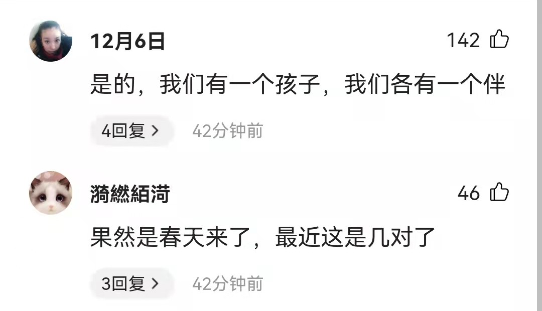 是的，我们有一个孩子，我们各有一个“伴”