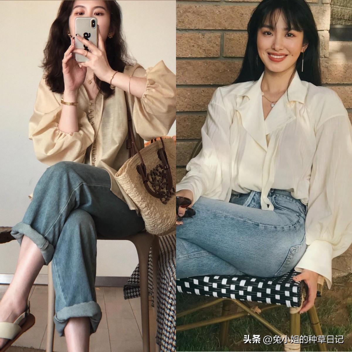 牛仔裤t恤衫时髦穿搭,白t恤与牛仔裤夏天最时髦组合