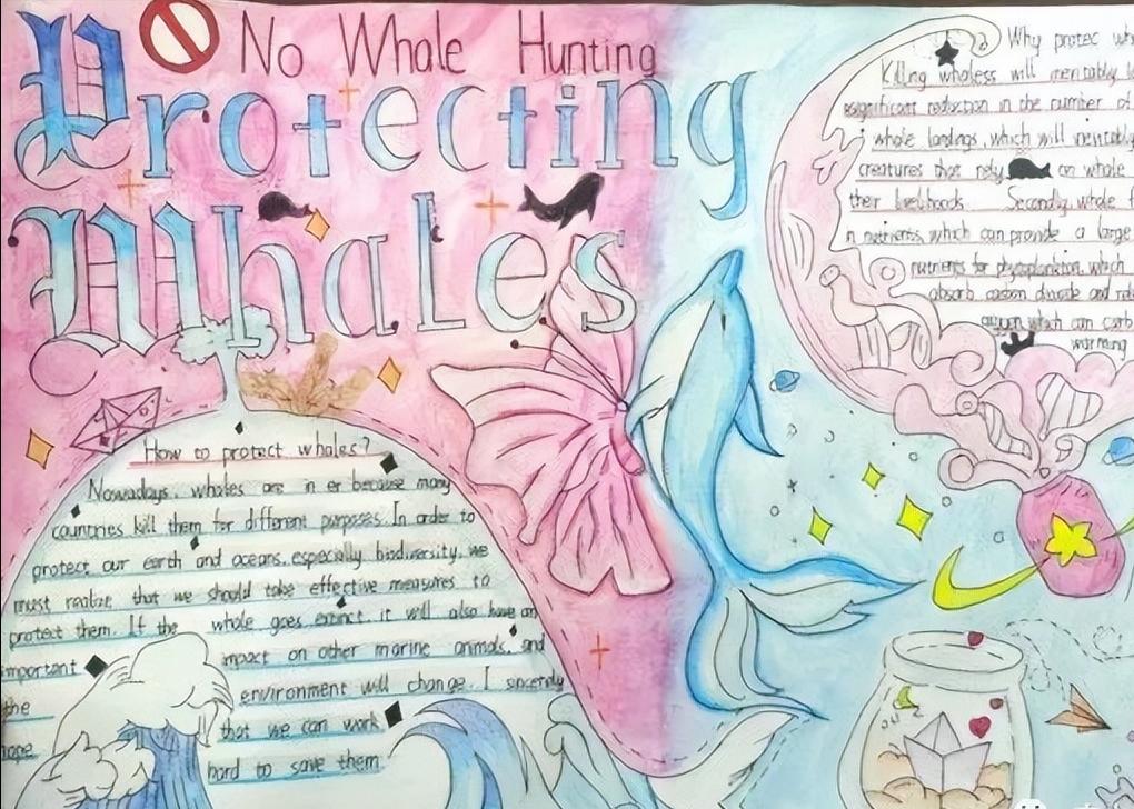 保护动物手抄报英语一等奖五年级,英语保护动物倡议手抄报