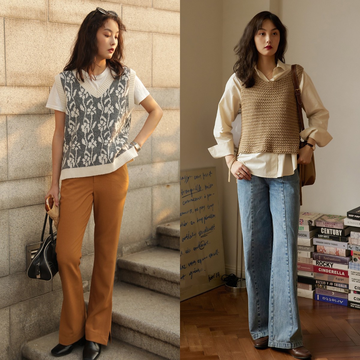 最新马甲穿法,马甲叠穿搭配