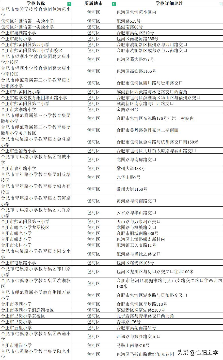 合肥各区优质小学,2020年合肥市重点小学排名