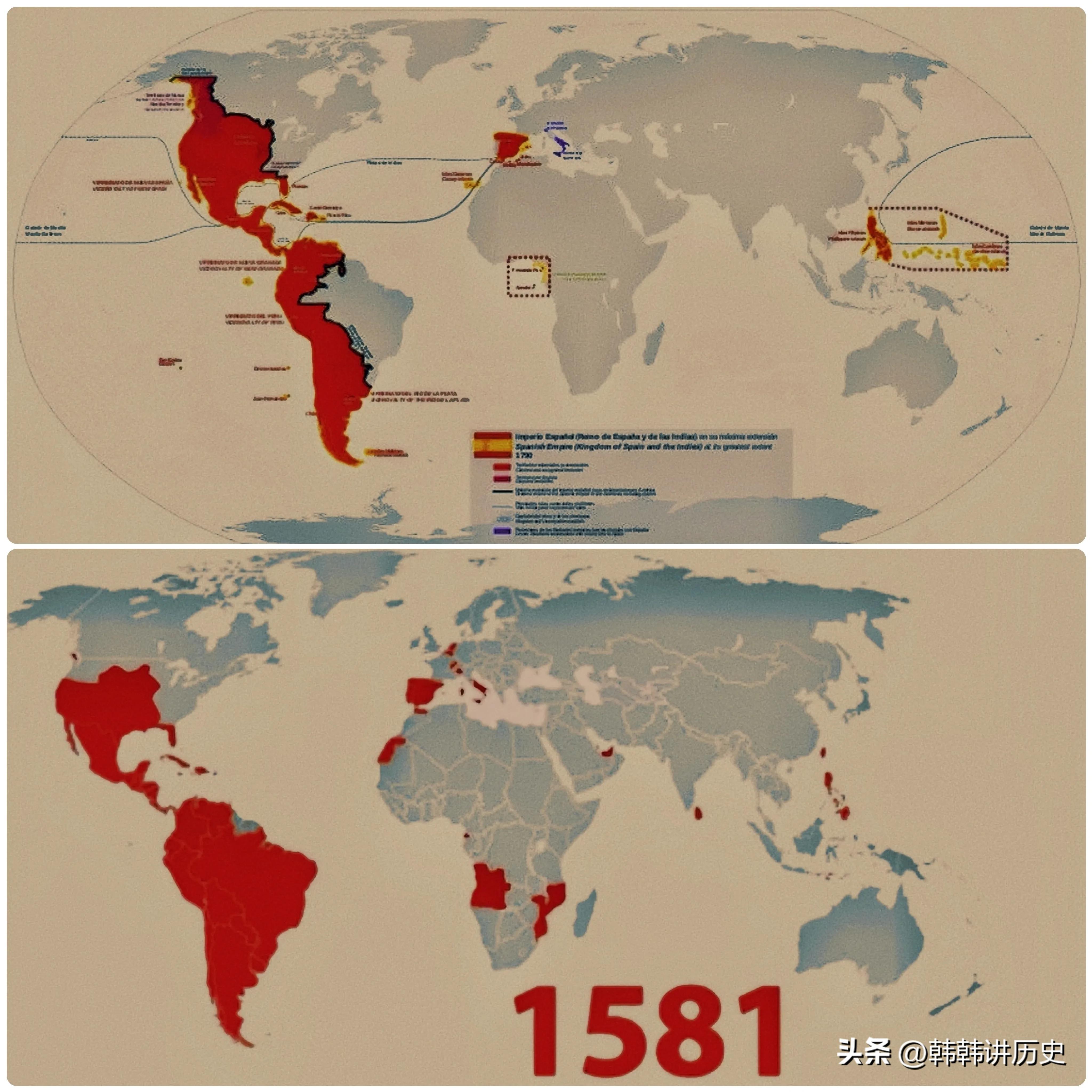 西班牙历史上的第一个日不落帝国,西班牙日不落帝国全盛时期版图