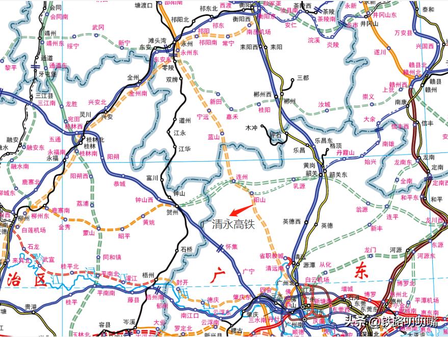 广东省十三五铁路重点发展示意图,广东今年推进36条铁路