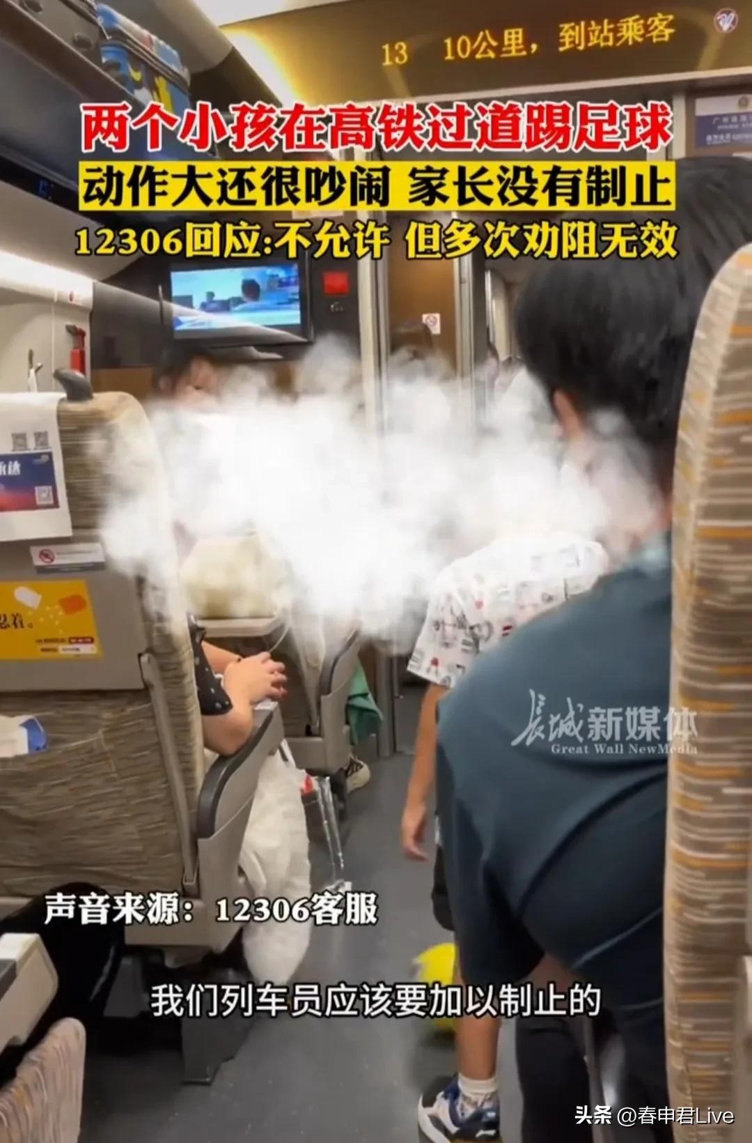 湖南长沙熊孩子高铁踢小桌板,高铁小孩高铁站台踢人后续
