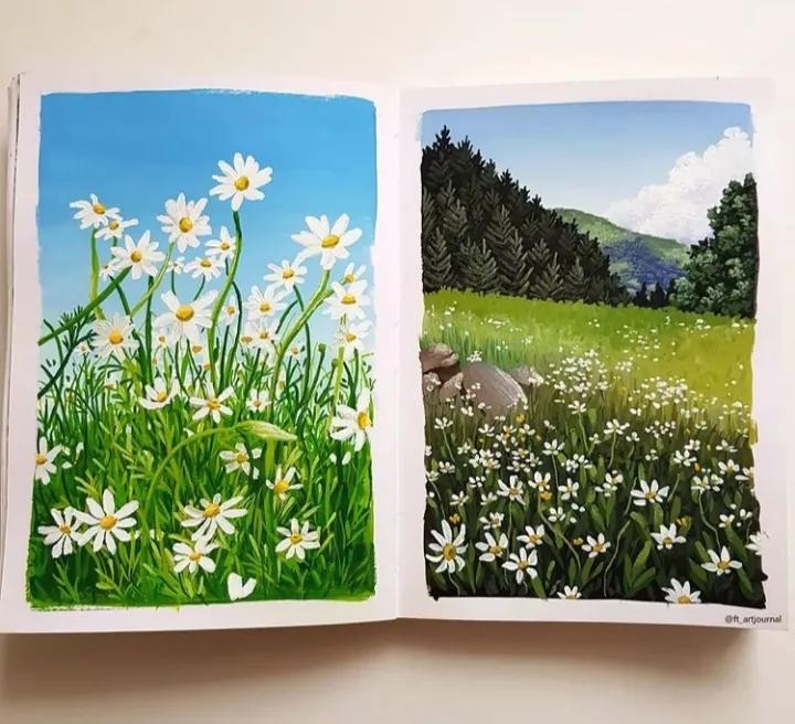 简单好看的画星空大海水粉,如何画简单的植物水粉颜料画