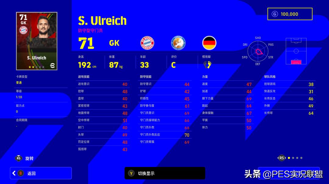 实况足球诺伊尔详细资料,实况足球拜仁诺伊尔