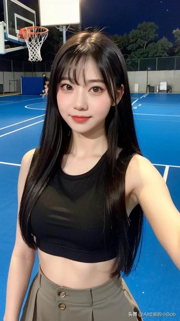 手中拿着篮球ai绘画,打篮球的男生和女生绘画教程