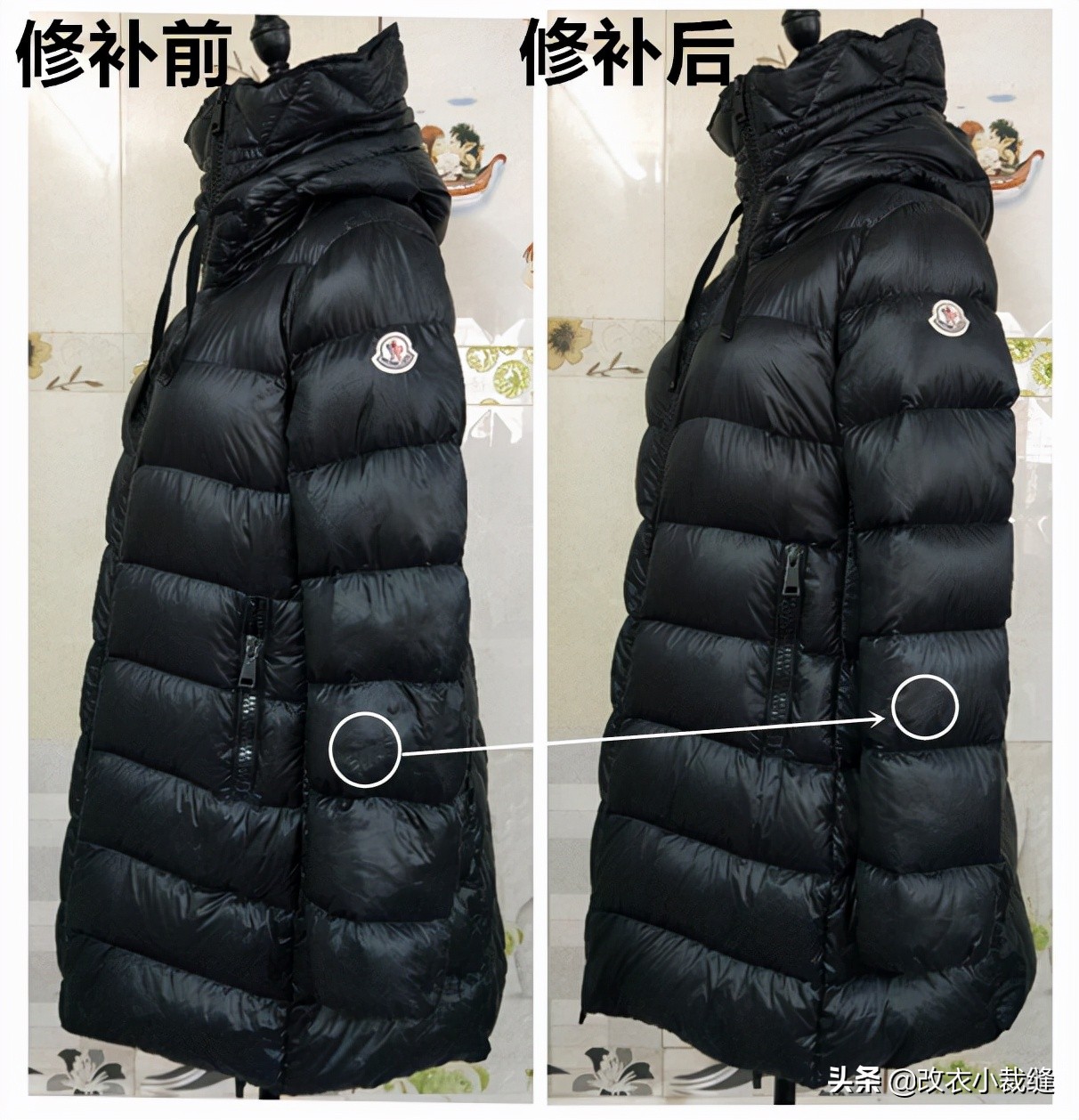 刺绣补破洞羽绒服,羽绒服破洞刺绣图案