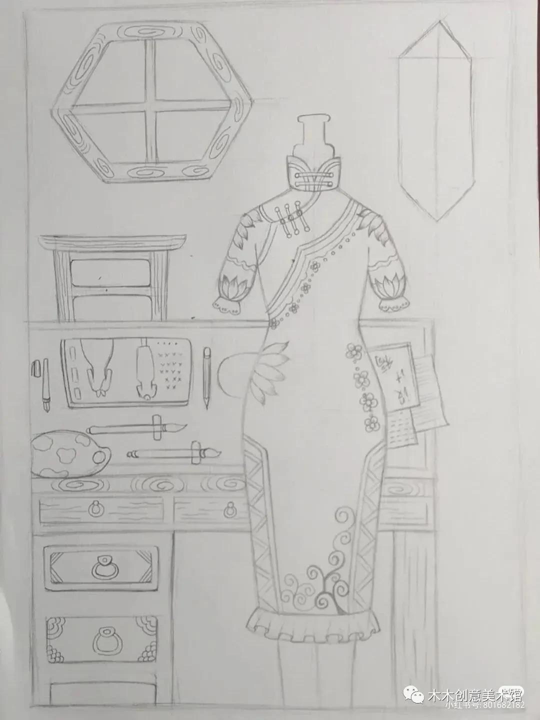 中国传统文化线描装饰，用马克笔将创意进行到底，力画国风绘画