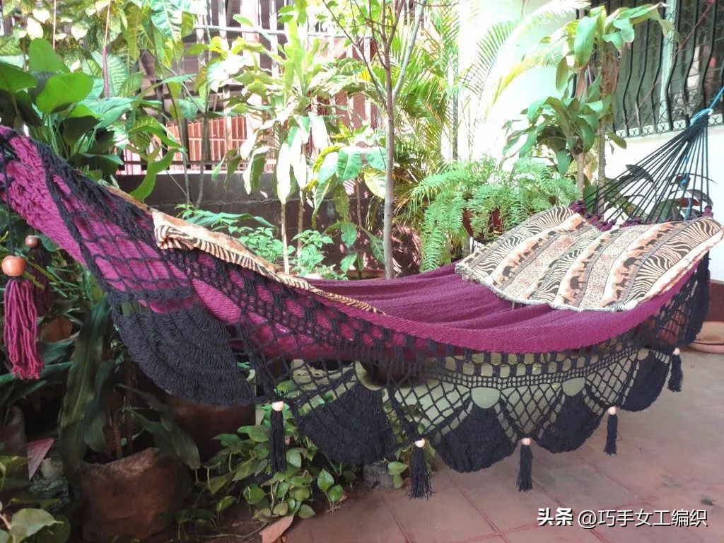 别再只会钩床罩，钩一张这样的吊床简直好用到你不信