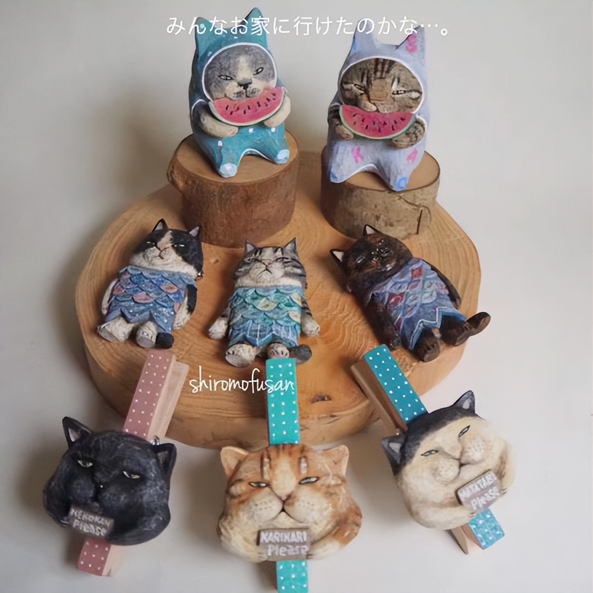 日本艺术家木雕猫,日本木雕猫