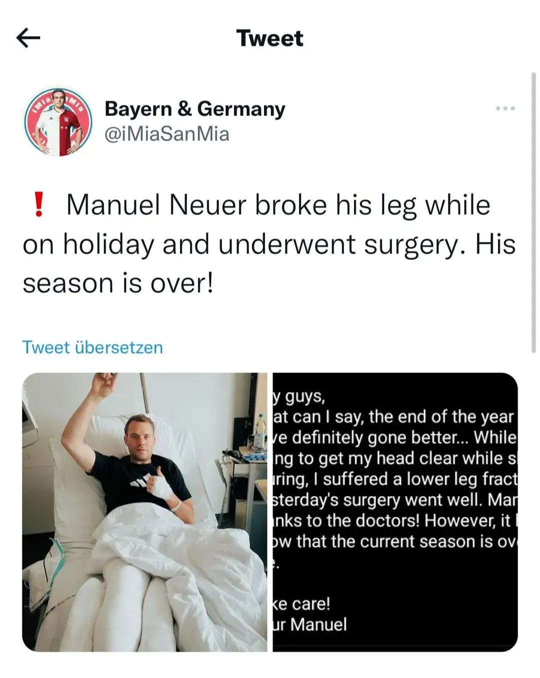 诺伊尔受伤拜仁队长,诺伊尔受伤国家队