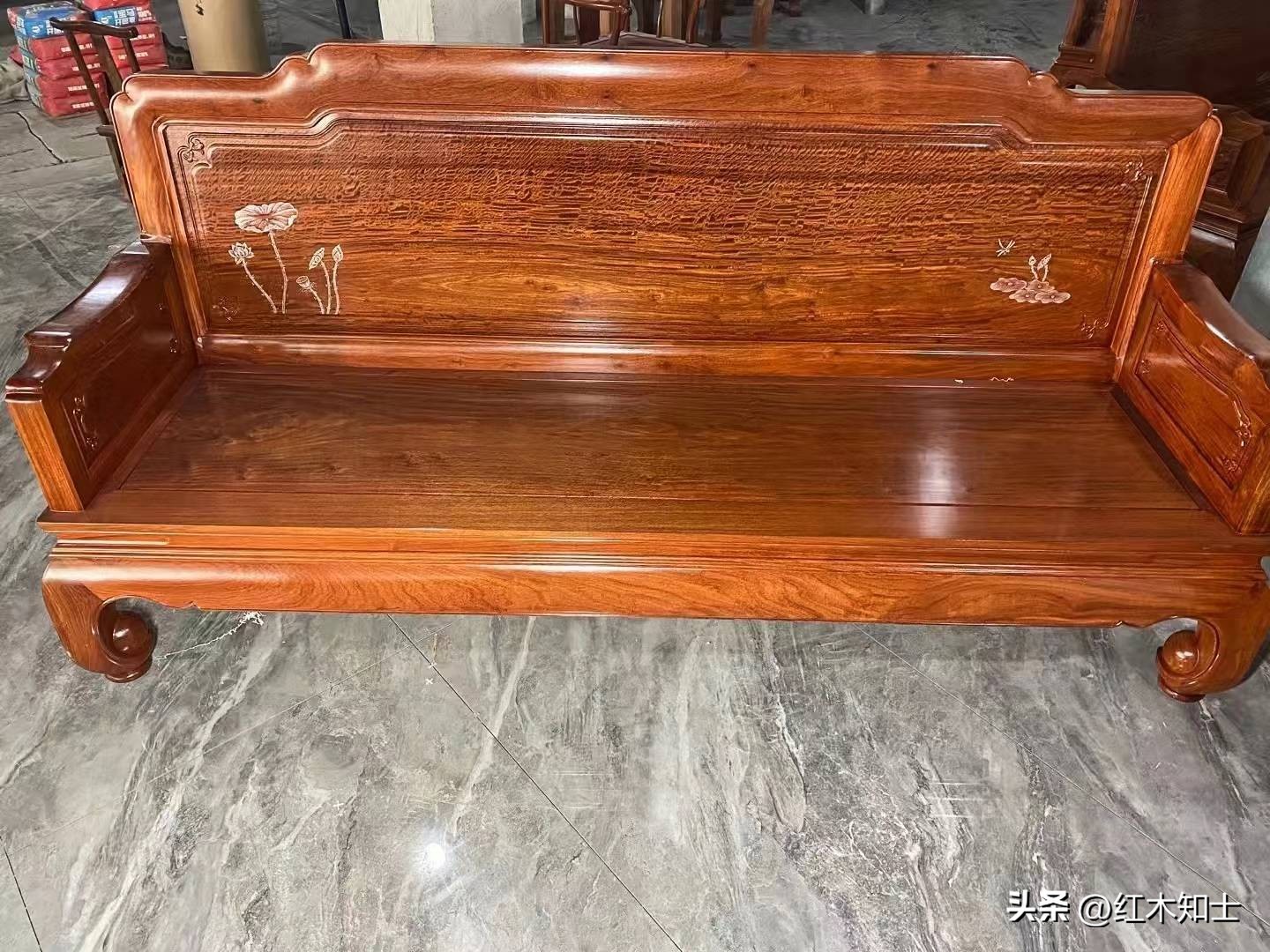 缅甸花梨沙发简约款式图,缅甸花梨超大书卷红木沙发