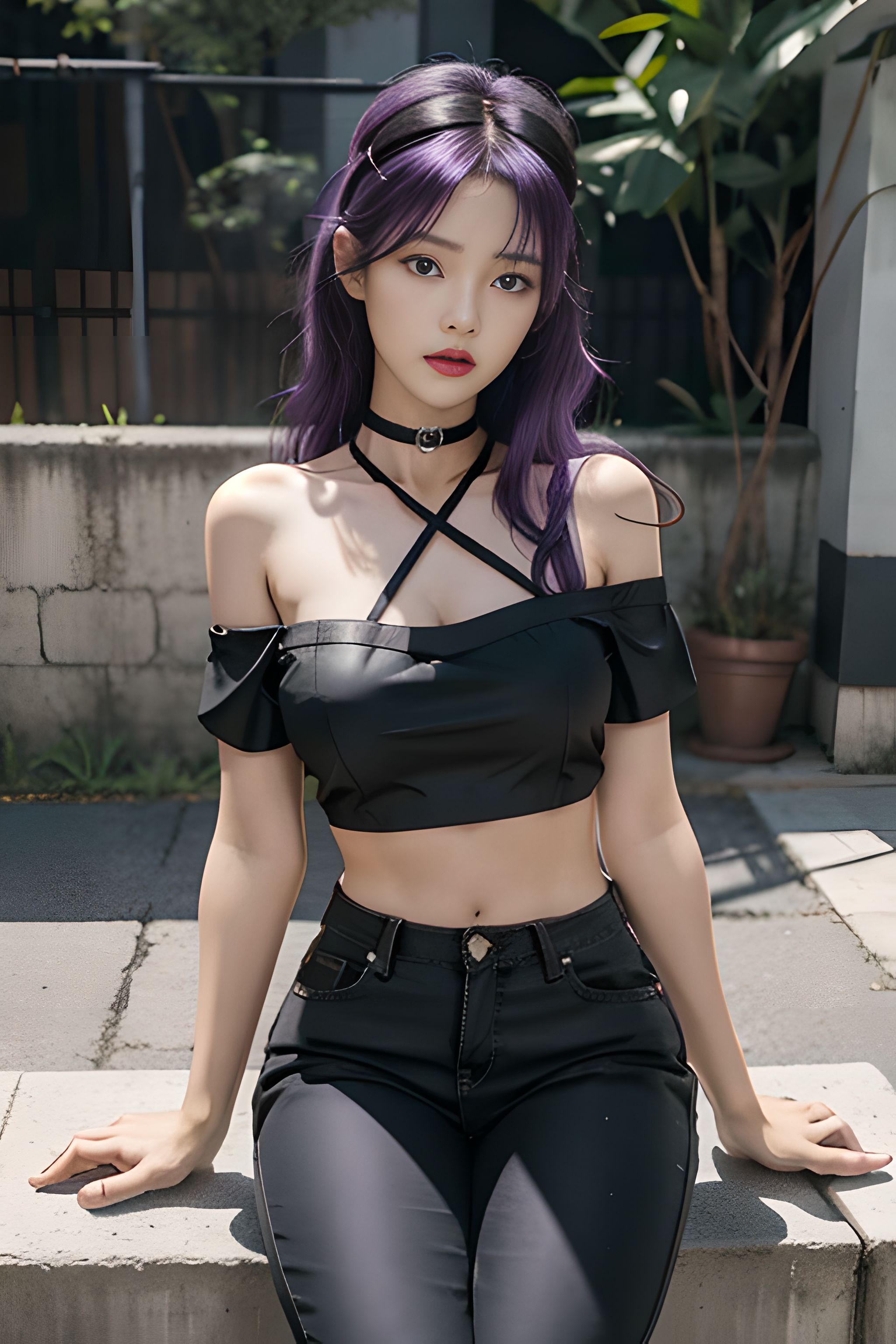 吊带上衣和紧身裤子拉丁舞服,黑色吊带背心蓝色紧身裤