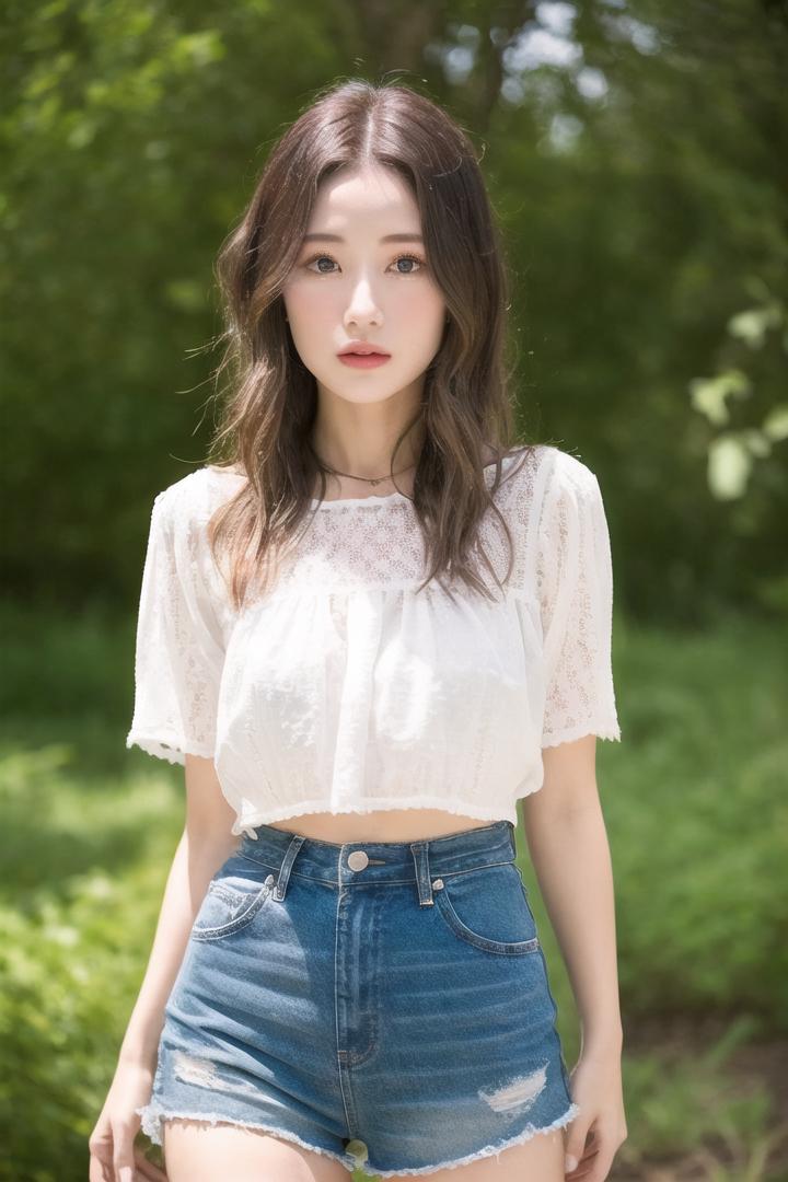 白色吊带小牛仔短裤清新写真,杨幂早年牛仔短裤写真