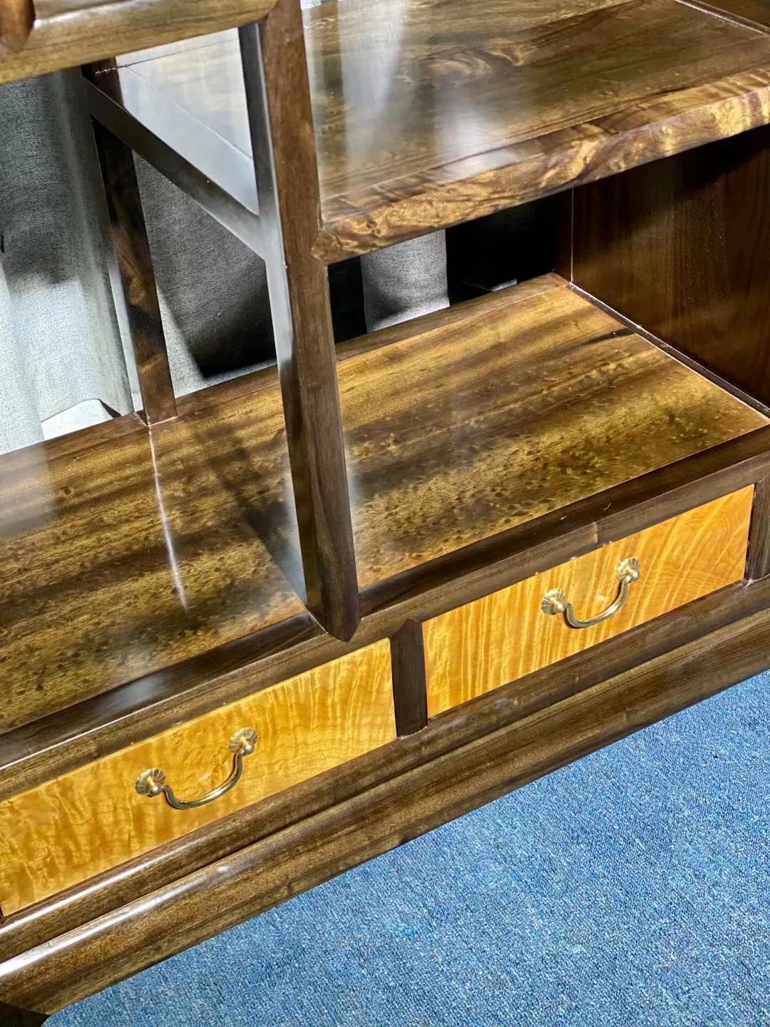 阴沉木乌木金丝楠首饰盒,金丝楠乌木全独板博古架