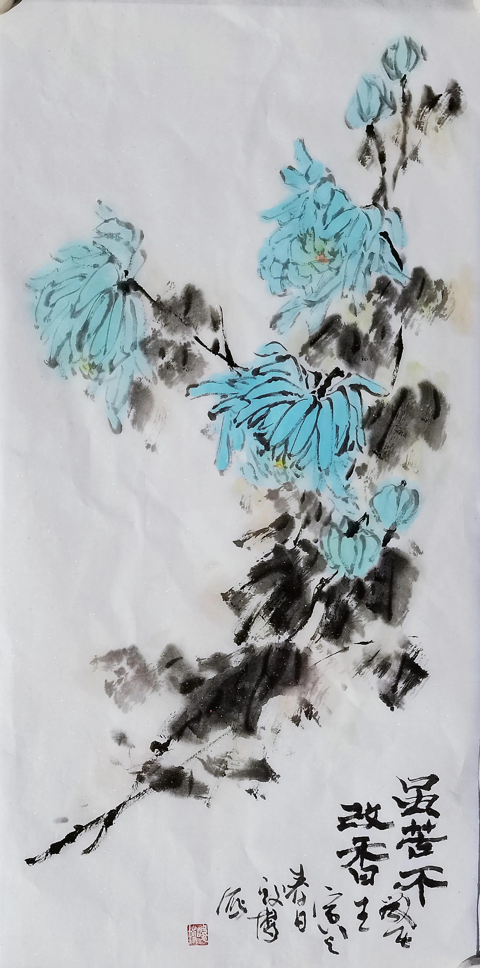 沈荣璋写意花鸟画,残荷写意花鸟画