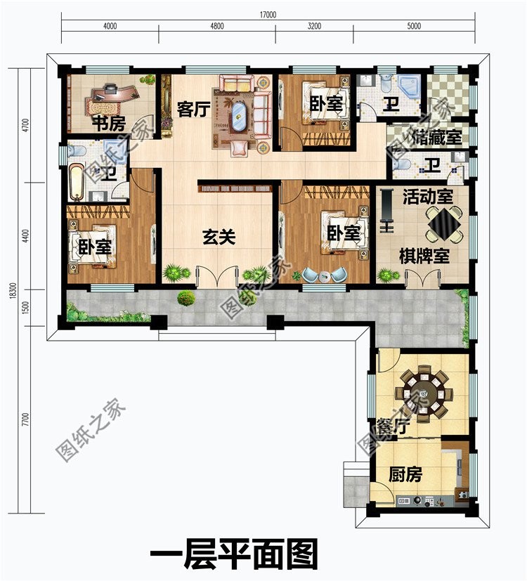 农村一层别墅不含厨房设计,七字型一层别墅厨房独立