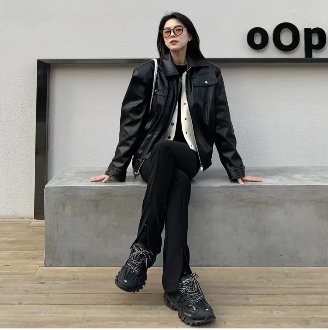 冬季黑色皮衣穿搭图片大全男,洋气黑色皮衣套装10岁