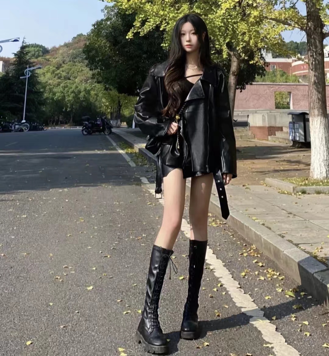 冬季黑色皮衣穿搭图片大全男,洋气黑色皮衣套装10岁