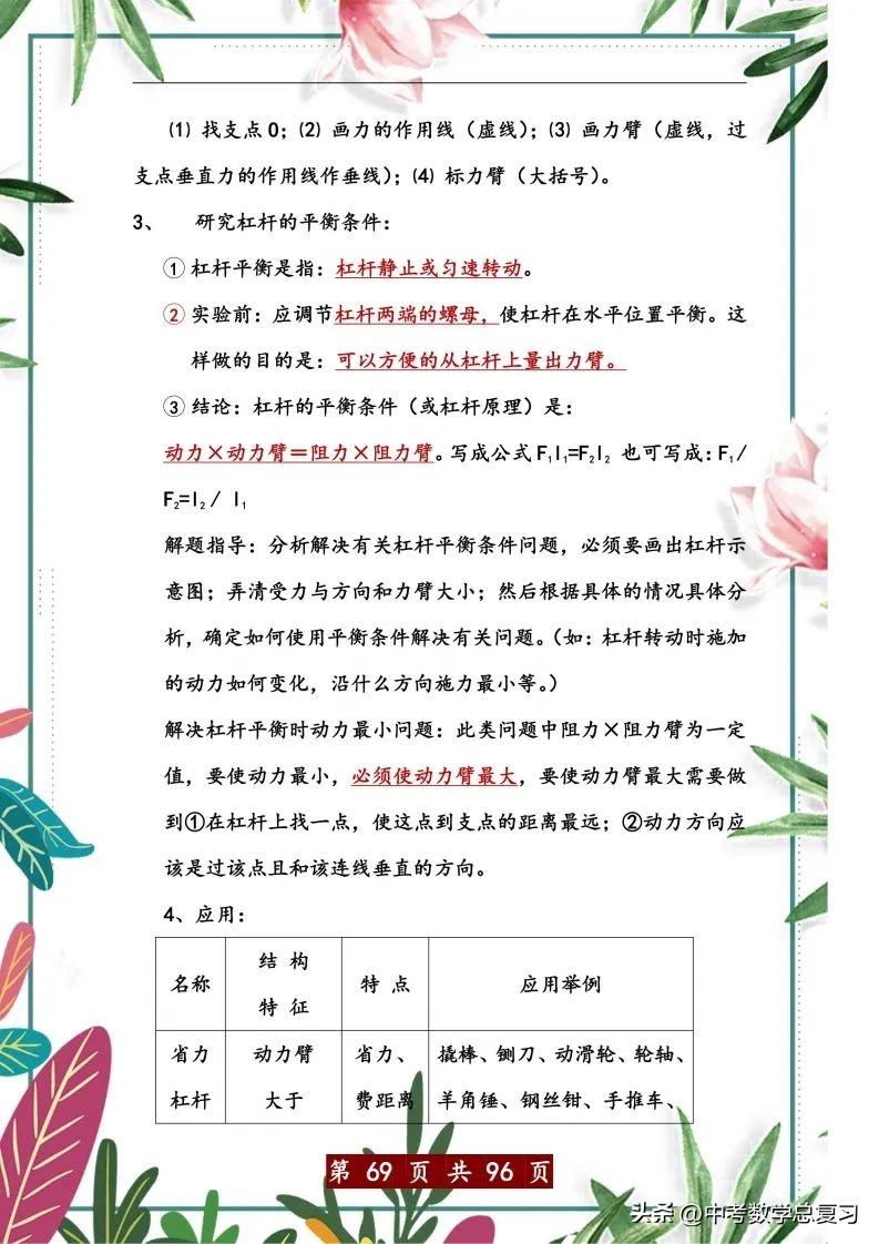 中考物理总复习：八九年级知识点归纳总结（直接打印），请收藏