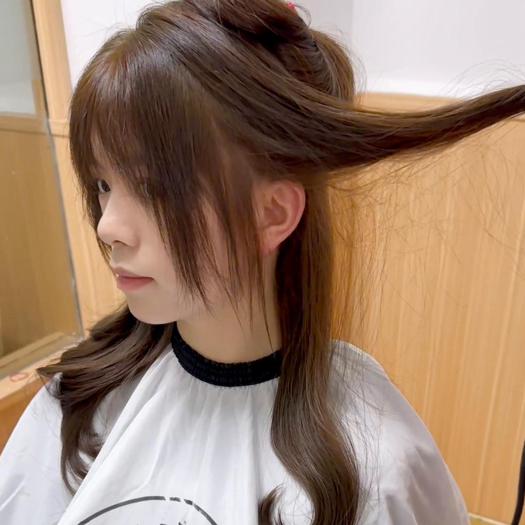 气垫造型烫卷法,韩式气垫碎盖发型