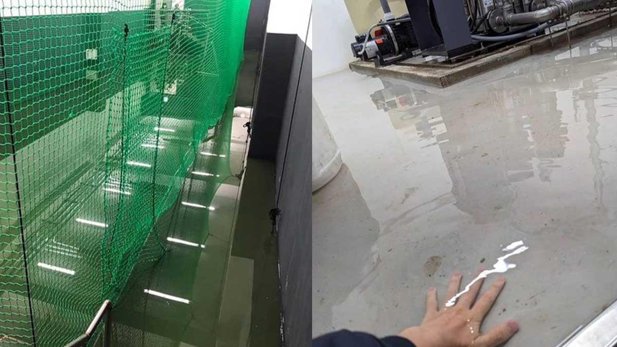 *进党民**斥资12亿元新台币不敌一场暴雨，新竹棒球场被淹到柜子漂移