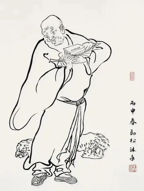 工笔白描罗汉图这线条美绝了,罗汉佛工笔白描图片